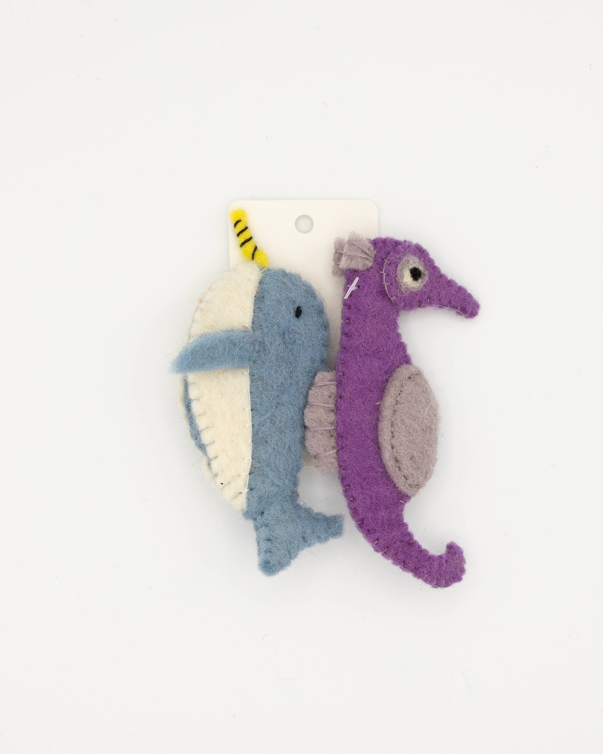 Nivas - Wholesale Finger Puppet - Kids & Baby - Finger Puppet - Narwhal and Seahorse (Ocean theme) 1