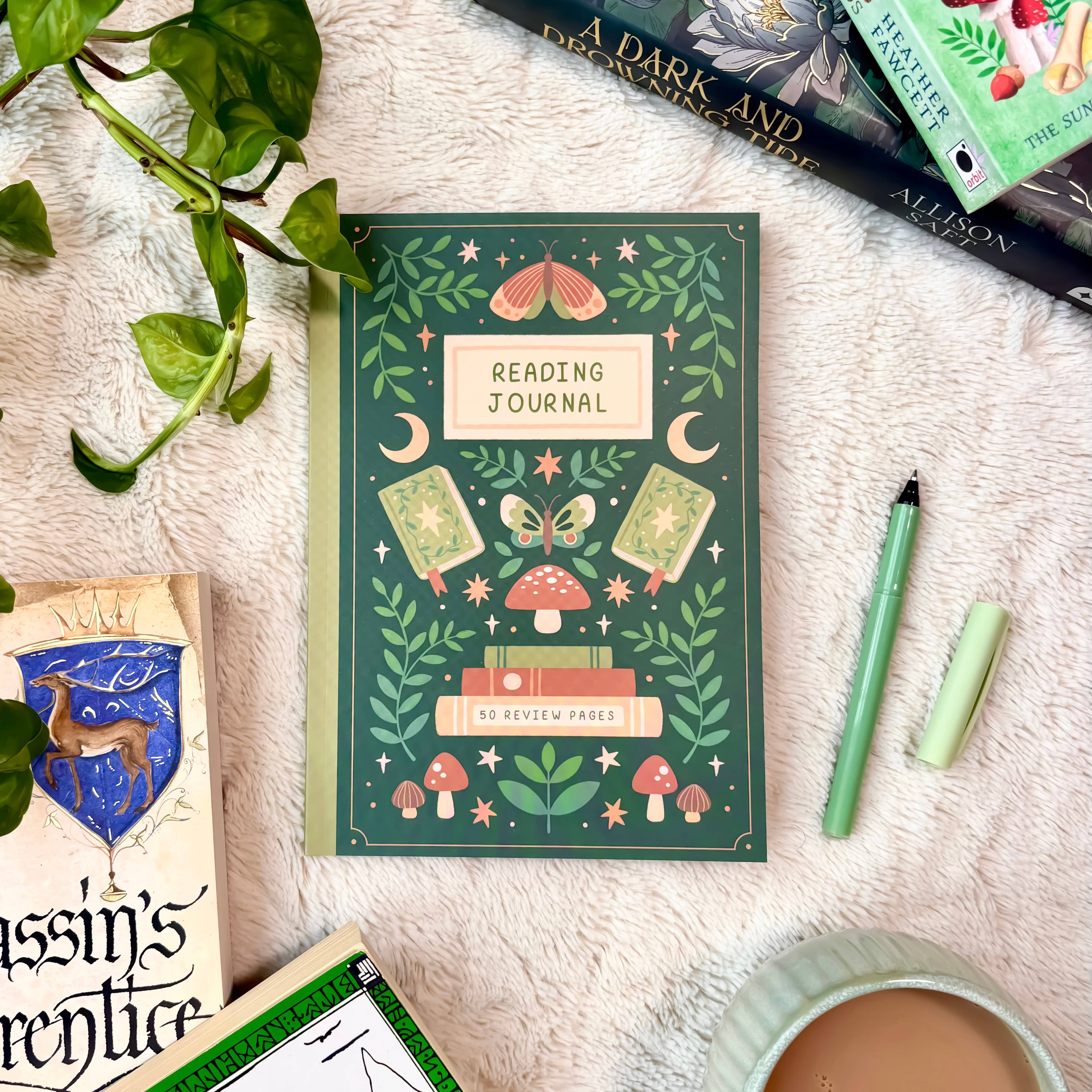 Hopscotch Paper Co. - Vente Journal intime - Journal de lecture Forêt fantastique, carnet de critique de livre de 50 pages1