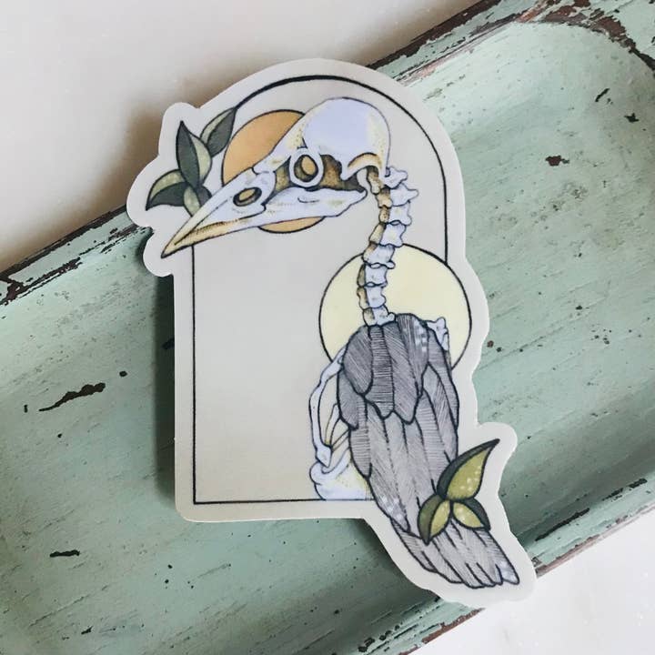 Feather & Bone Vinyl Sticker for wholesale by Dear Darlington