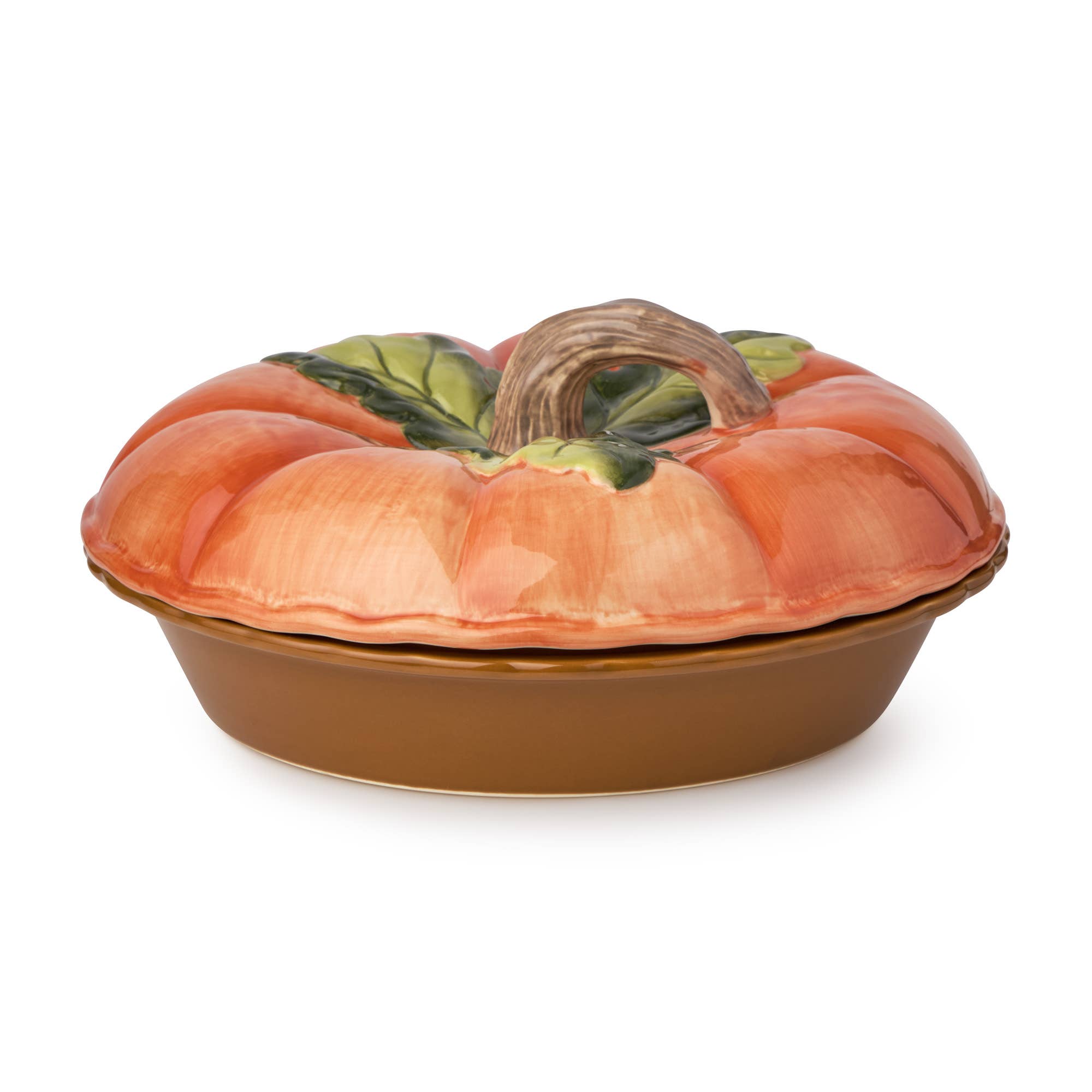 Certified International - Wholesale Baking Dish - Harvest Fields 3-D Pumpkin Covered Pie Carrier 11.5in x 5in2