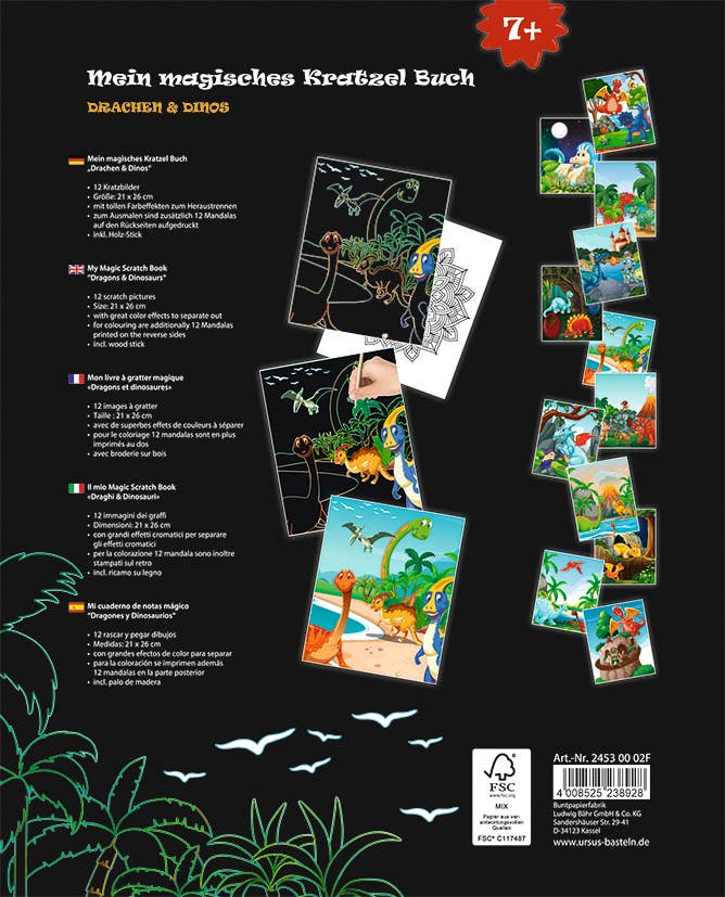 URSUS® / Buntpapierfabrik Ludwig Bähr GmbH & Co. KG - Wholesale Coloring Book - Kids & Baby - My magic scratch book “Dragons & Dinosaurs”2