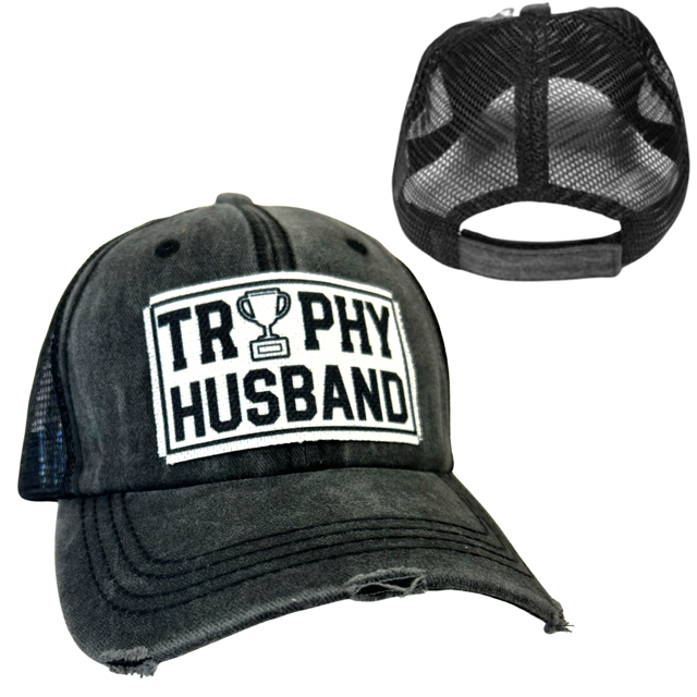 dkhandmade - Wholesale Trucker Hat - Men's - TROPHY HUSBAND | UNISEX HAT | DISTRESSED0