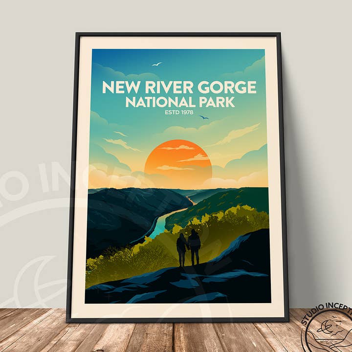 Impresión de estilo tradicional del Parque Nacional New River Gorge para venta al por mayor de Studio Inception