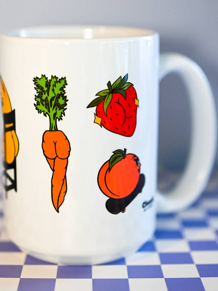 Foodie Booties 15oz Mug for wholesale by Cheeky Art Studio