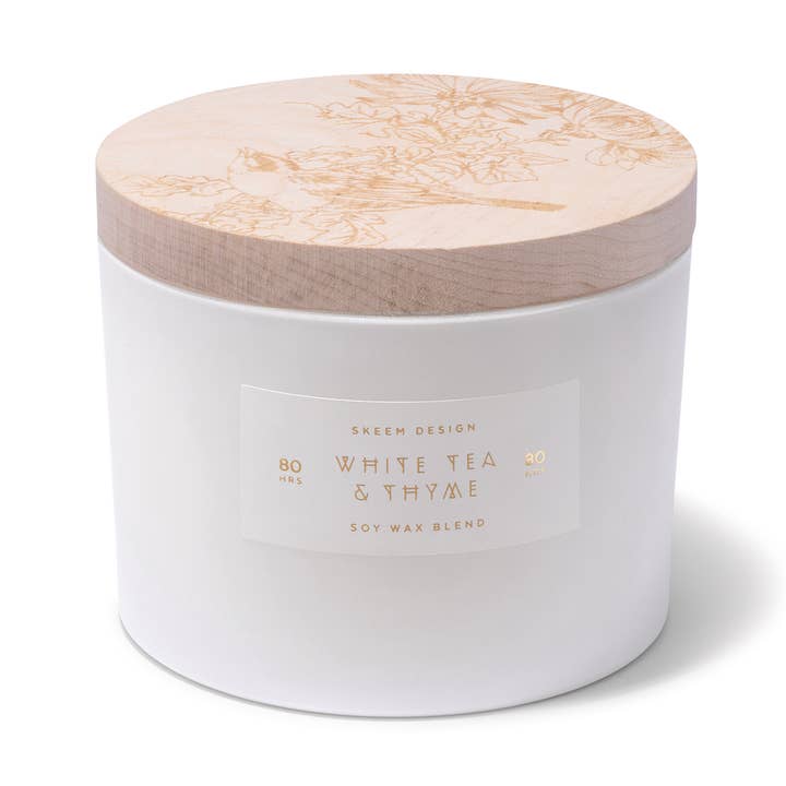 Print Block 3-Wick Candle, White Tea & Thyme for wholesale by SKEEM