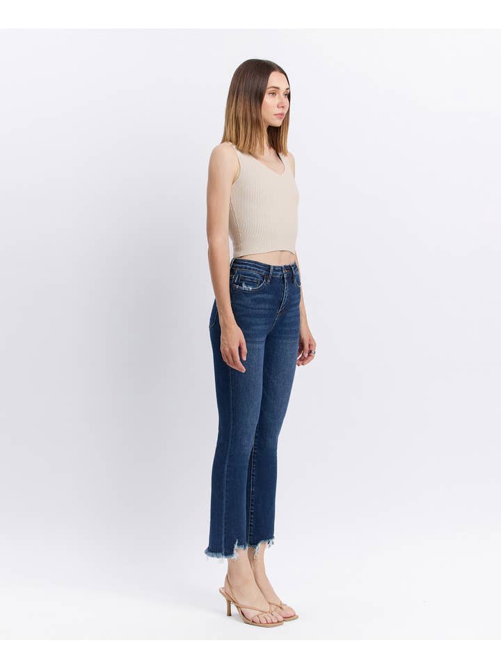 CHEMICAL MOOD HIGH RISE DISTRESSED HEM KICK FLARE JEANS T5414 for wholesale on Faire