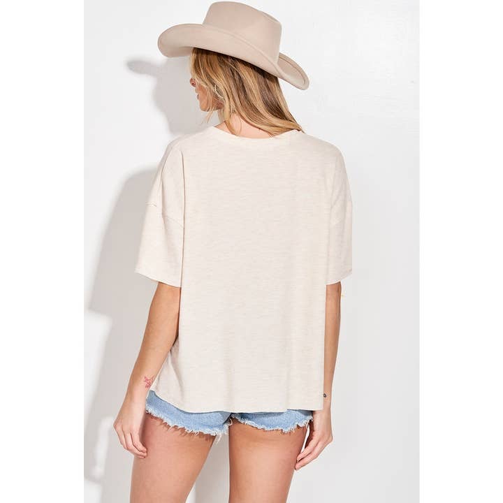 Phil Love - Wholesale Screen Printed T-Shirt - Women's - Western print Heart Thermal short sleeve top