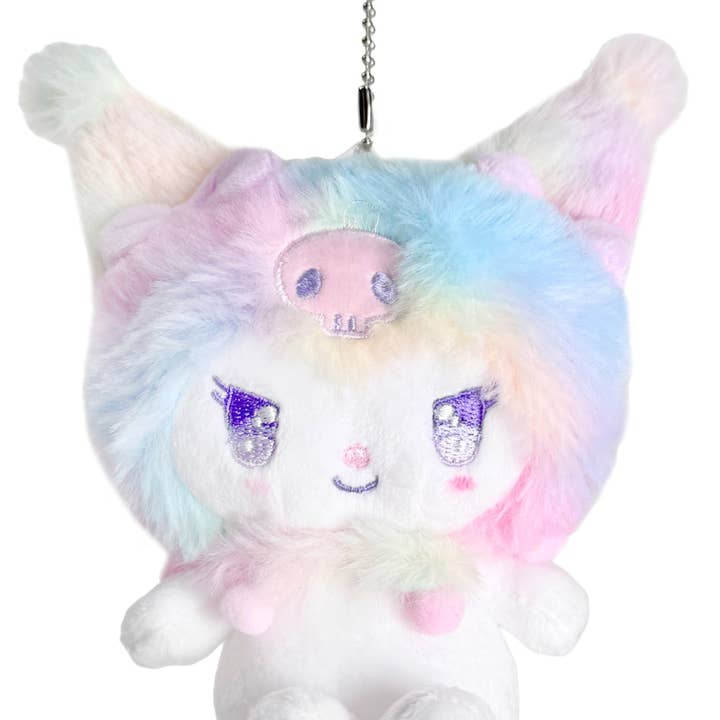 LASR - Vendita all'ingrosso Portachiavi - Donna - Portachiavi Mascotte a Catena con Peluche Arcobaleno Pastello Kuromi di Sanrio