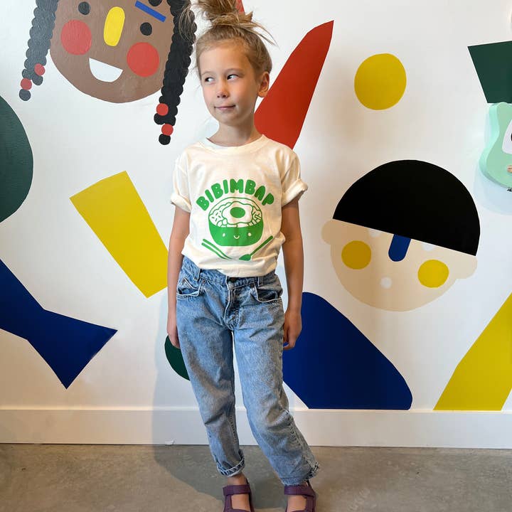 Mochi Kids - Vente T-shirt sérigraphié – enfant - T-shirt graphique pour enfants Kawaii Bibimbap2