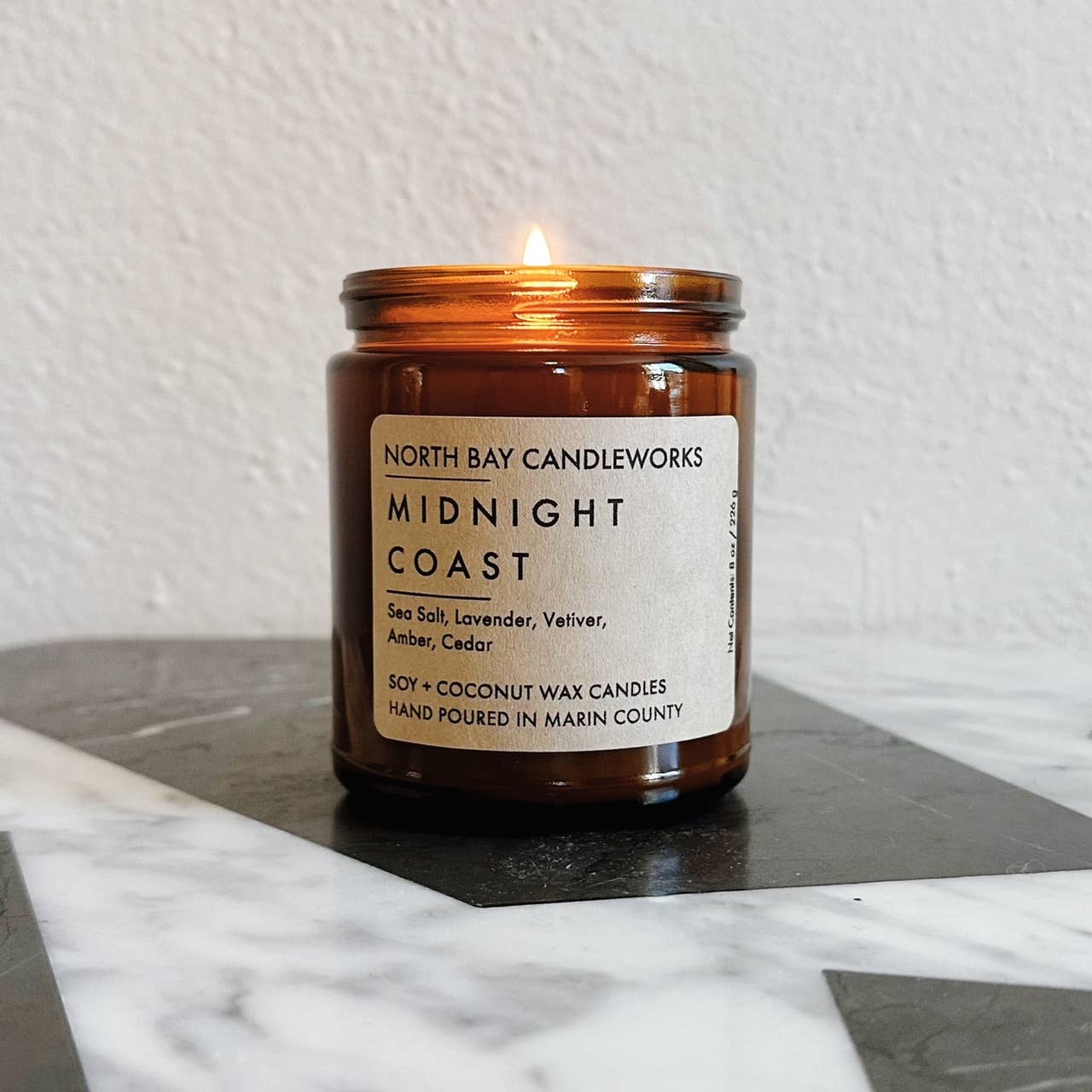 North Bay Candleworks - Vente Bougie en bocal - Midnight Coast (taille standard, 8 oz)2