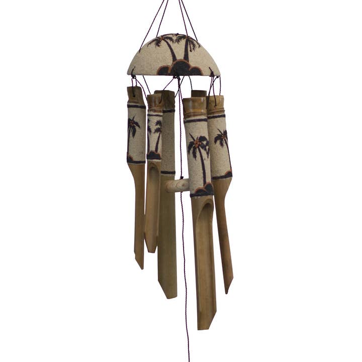 Sandy Simple Bamboo Wind Chime - Palm Tree Pattern for wholesale by Cohasset Gifts