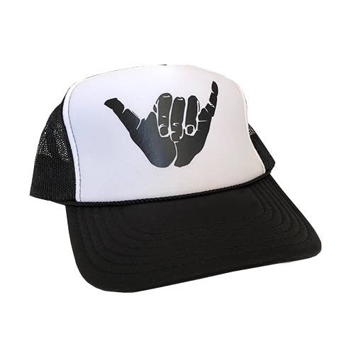 Shaka Black + White Trucker Hat Youth & Adult for wholesale by Buffalo Road Hats