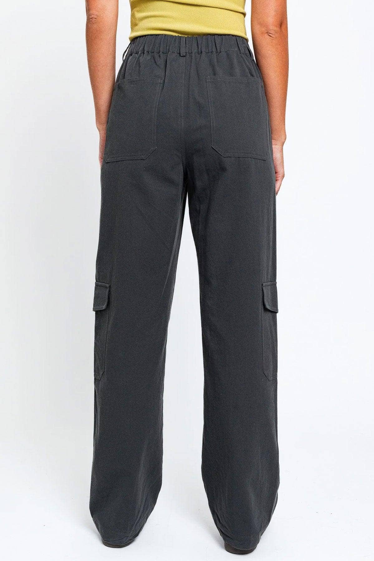 Tasha Apparel Wholesale - Wholesale Pants - Women's - High Waisted Wide Leg Pockets Cargo Pants4