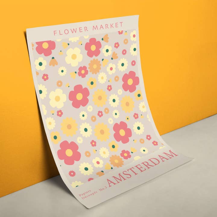 Pôster do Mercado de Flores de Amsterdã por atacado de reetro