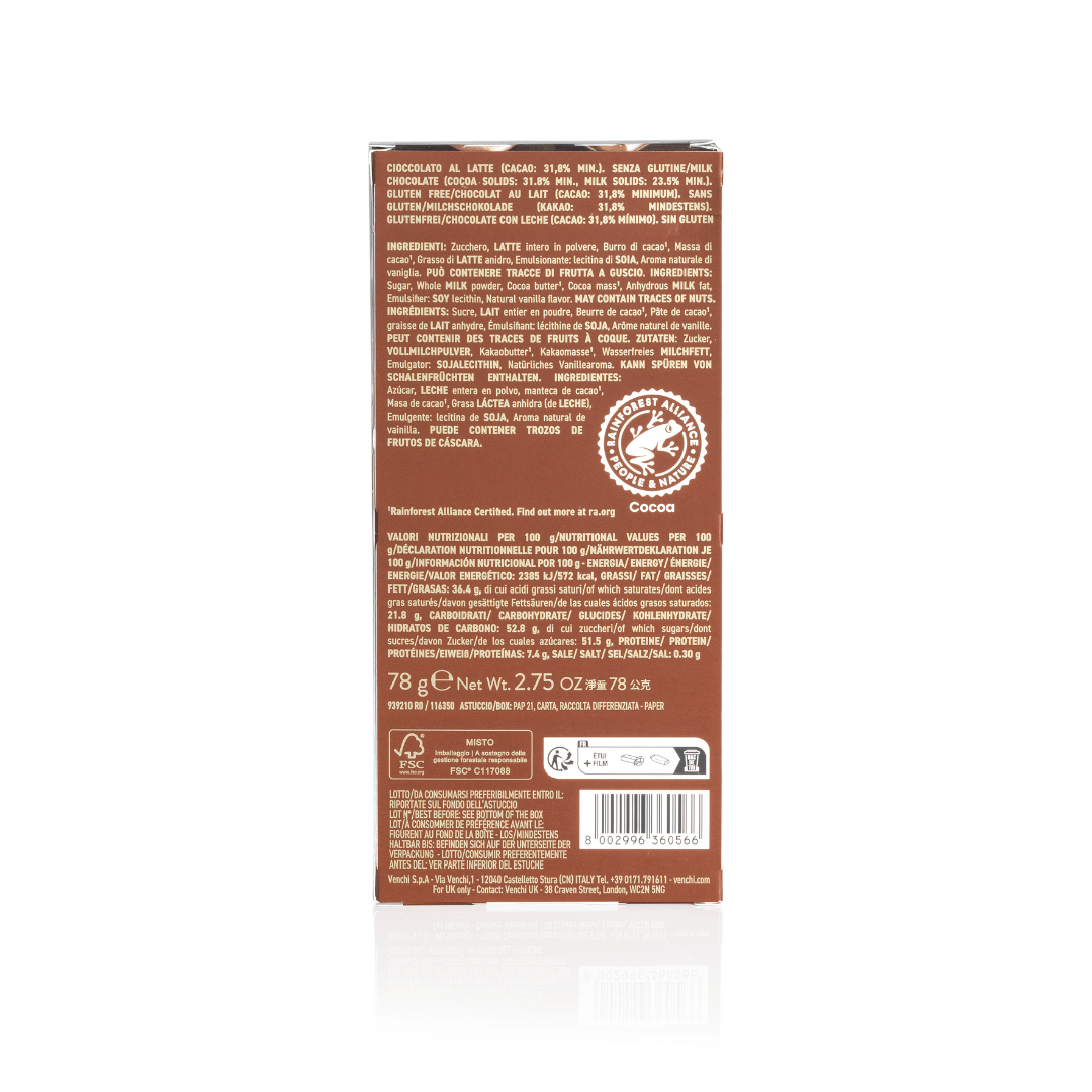Venchi - Wholesale Chocolate - Milk Chocolate Bar - Italian Premium Gourmet Chocolate Bars2