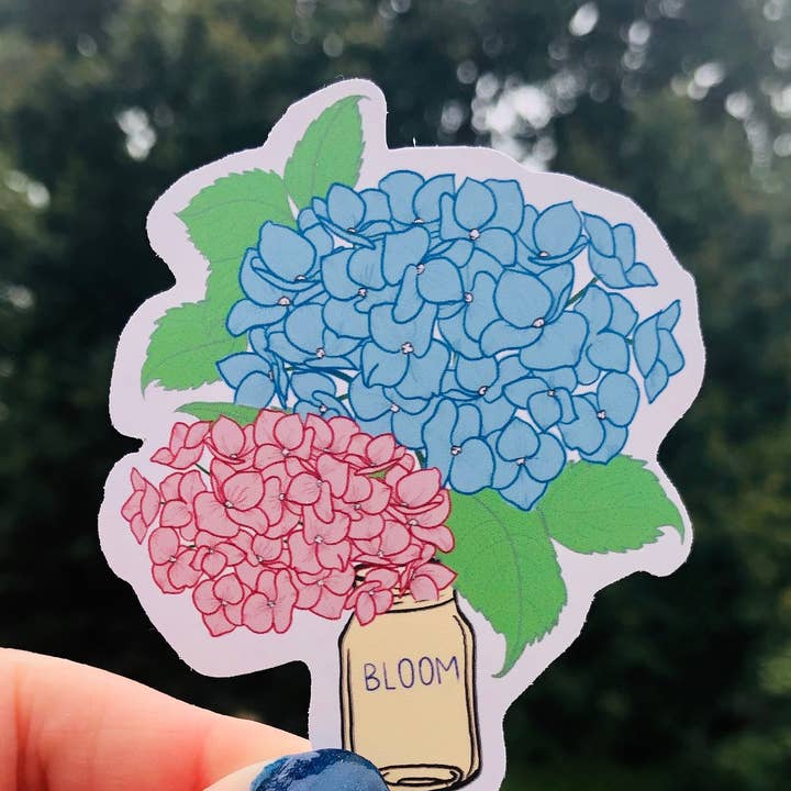 Sticker Bouquet d'hortensias dans un vase pour la vente par MDStickerShop