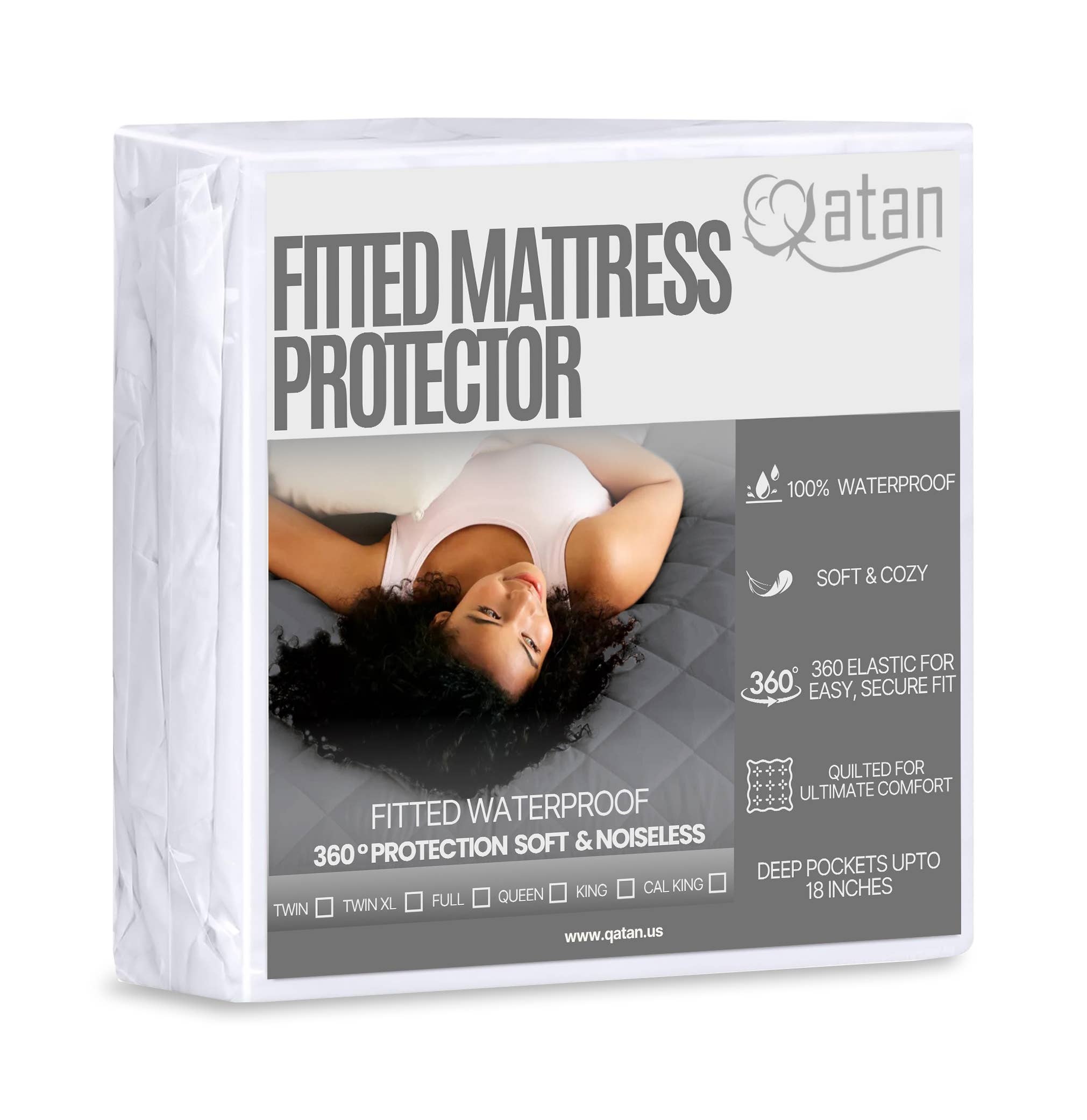 Qatan - Wholesale Mattress Pad/Protector - Quilted Fitted Waterproof Mattress Protector-Deep Pocket 18"5