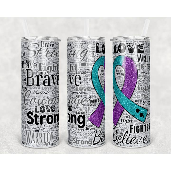 Ruban anti-cancer Suicide Awareness - Gobelet de 20 oz pour la vente par Crafted in the Loo, LLC