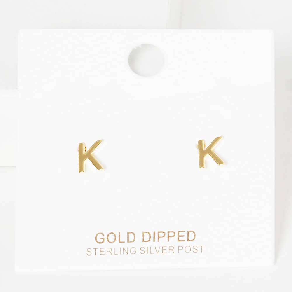 Sensibling Corp. - Wholesale Stud/Post Earrings - Gold Dipped Metal Initial Monogram Stud Earrings13