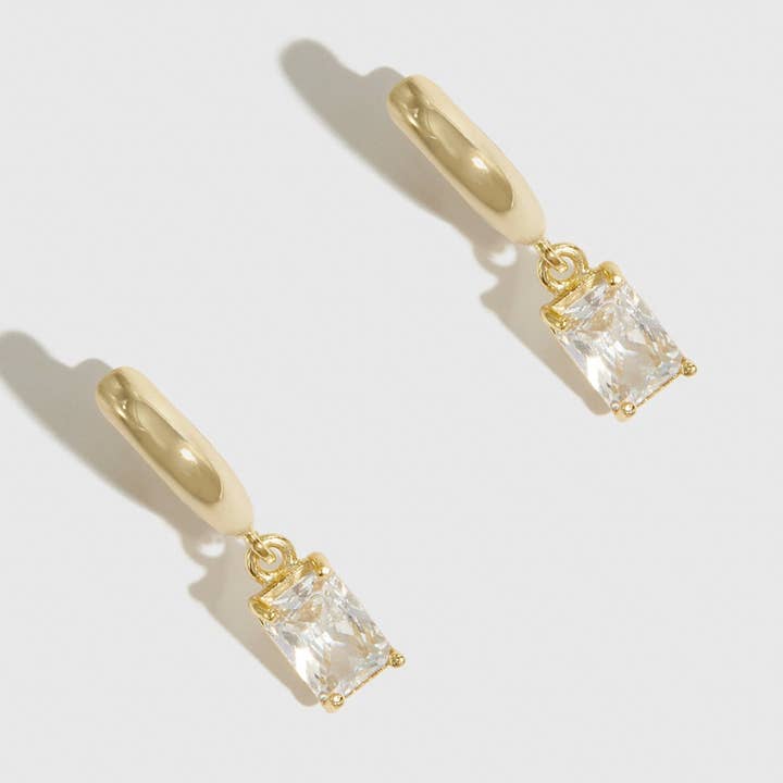 Baguette-Schliff Solitär Creolen für den Großhandel von DRAE COLLECTION