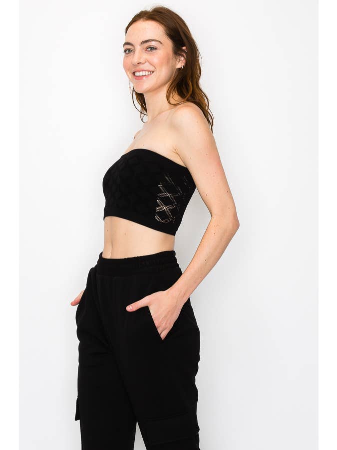 ANWND - Wholesale Bustier - Women's - 52387-BANDEAU TOP WITH DIAMOND HOLE DETAIL11