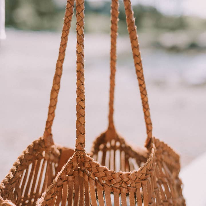 Happy French Gang – wholesale Beach bag – Luni Leather Woven Tan Bag4