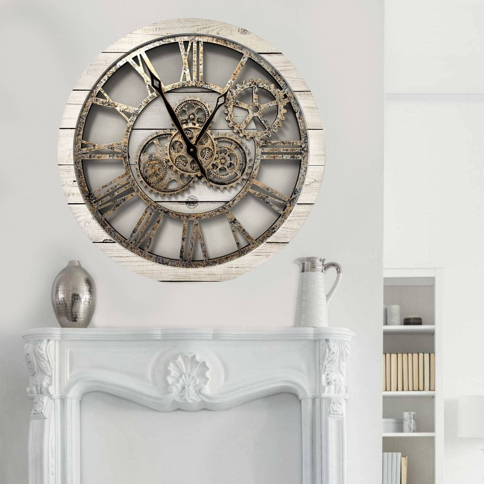The Gears Clock - Wholesale Wall Clock - AMERICA LINE WALL CLOCK 24 INCH WHITE FARMHOUSE4