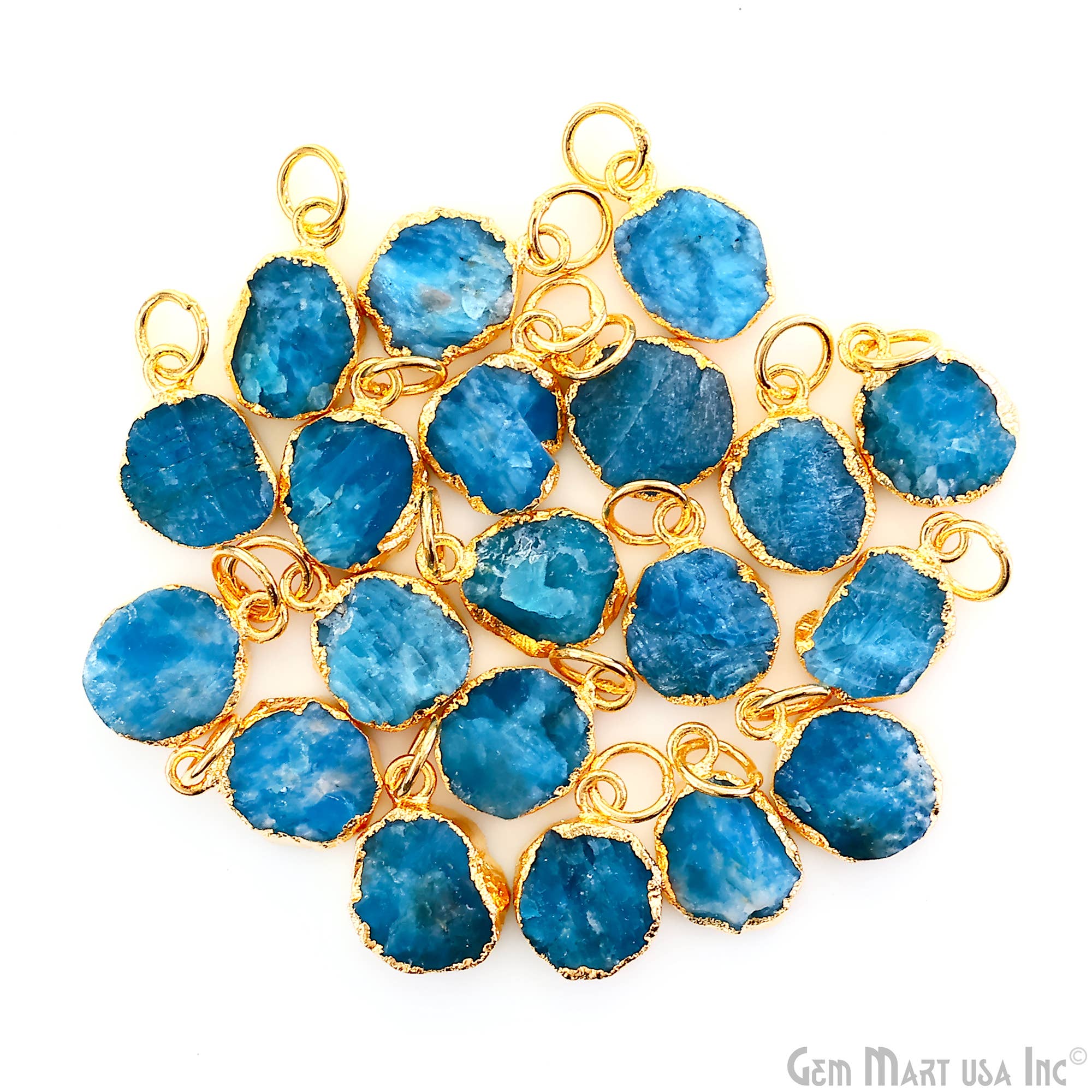 GemMartUSA - Wholesale Pendant/Charm Necklace - Rough Gemstone 16x10mm Gold Electroplated Single Bail Charm24