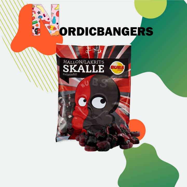 Nordicbangers - Swedish Candy - Wholesale Taffy - Bubs Raspberry/Liquorice Skull 90g Swedish Candy