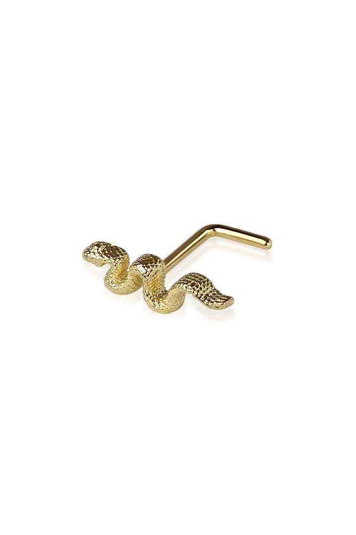 CRAVE - Wholesale Nose Ring - SNAKE TOP 316L SS L SHAPE NOSE RING