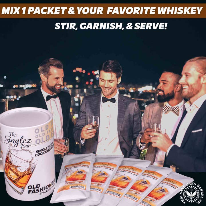 ThousandOaksBarrelCo. - Wholesale Cocktail Mix/Syrup - Singlez Bar Old Fashioned- 5-Pack Single Serve Mixers