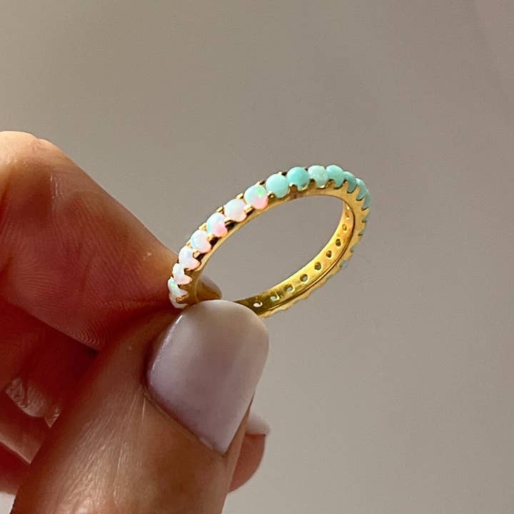 La Kaiser - Wholesale Multi-Stone Ring - Indecisive Opal & Amazonite Eternity Band
