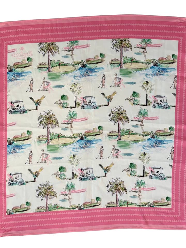 Golf Scene Scarf 25x25" - Southern Golf Course Print | Imbali Charleston for wholesale by Imbali Charleston