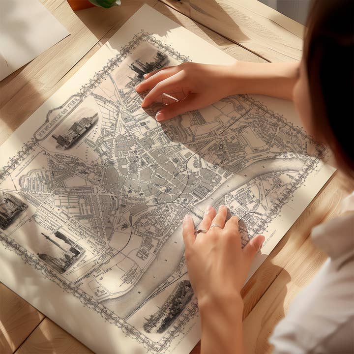 Ink & Drop - Wholesale Art Print - Vintage Newcastle Upon Tyne Landscape Map Print6