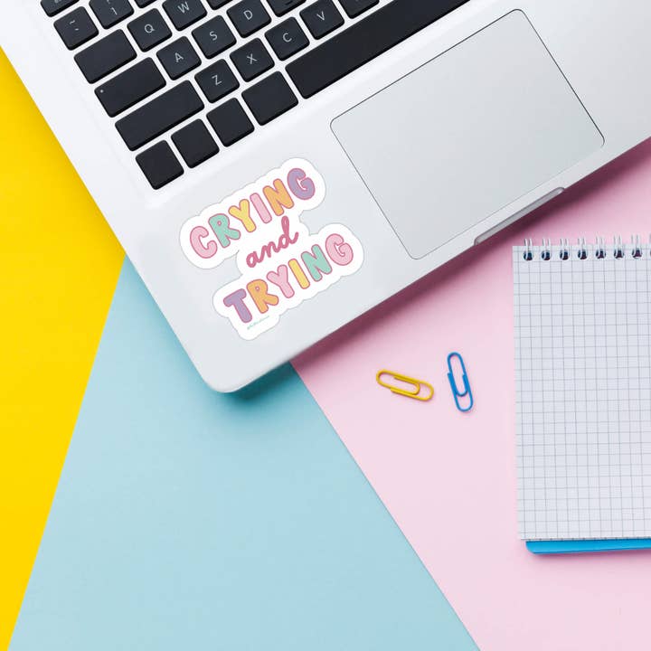 Fluffmallow (Custom duties for USA are pre-paid by us) - Wholesale Sticker - Crying & Trying Mental Health Chronic Illness Sticker1