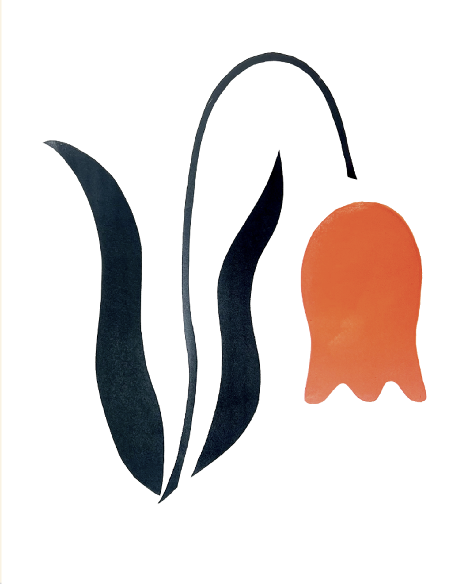 Ever Pollen Print Shop - Wholesale Art Print - ORANGE MODERN BOLD FLORAL HAND PRINTED BLOCK PRINT 11x14" (C1