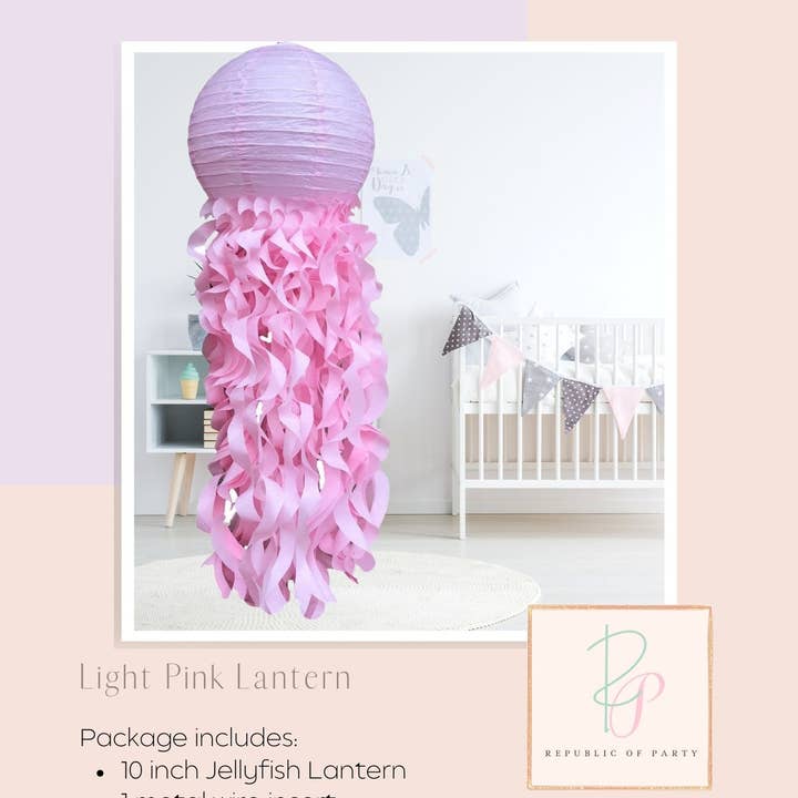 Republic Of Party LLC – Lampião por atacado – Lanterna de papel com água-viva azul-petróleo de 25 cm5