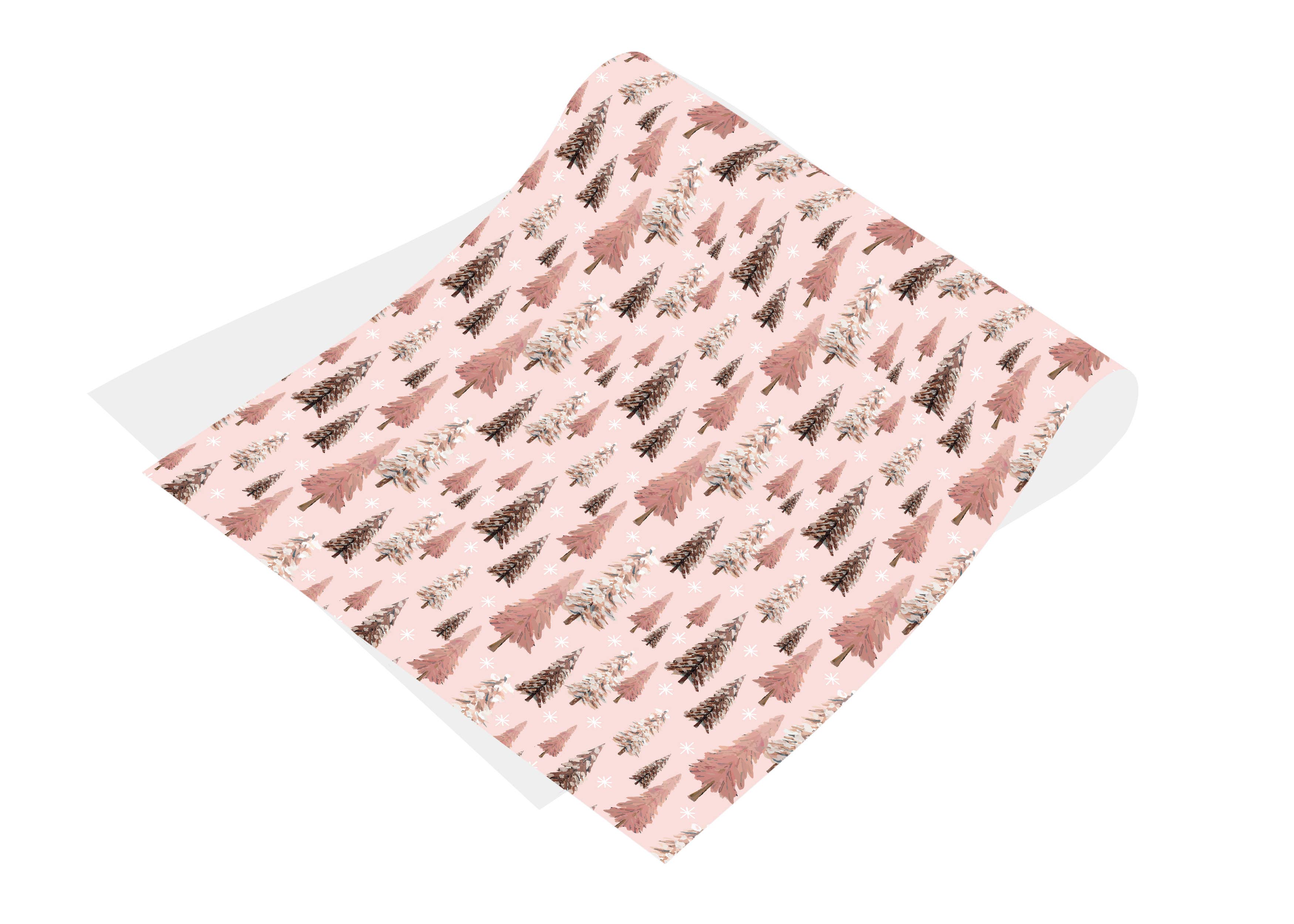 Stesha Wrapt - Wholesale Flat Wrap - Pink Christmas Trees Gift Wrap Paper1
