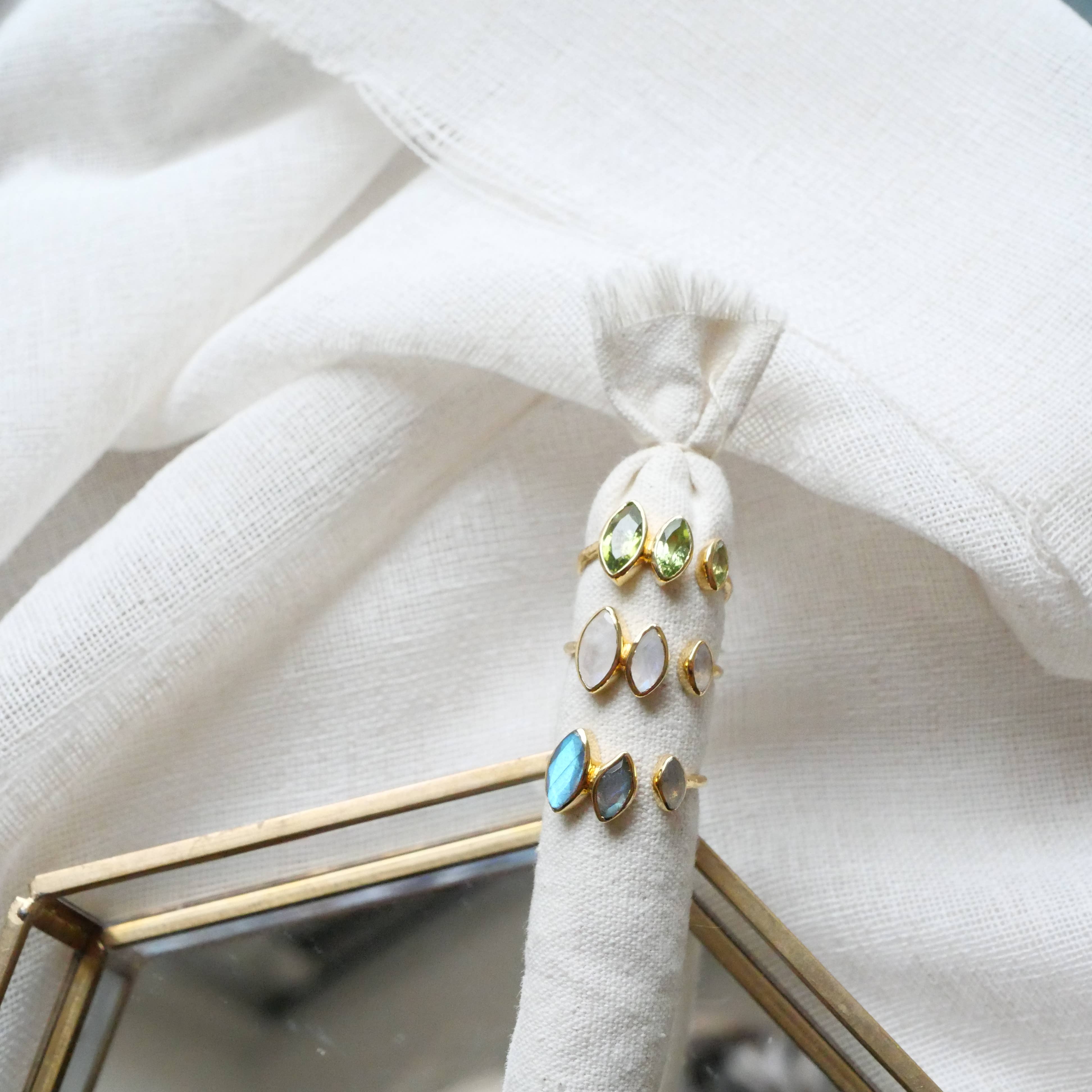 GINANDGER – Anel de pedra única/solitário por atacado – Anel ajustável com pedras à escolha - Dina1