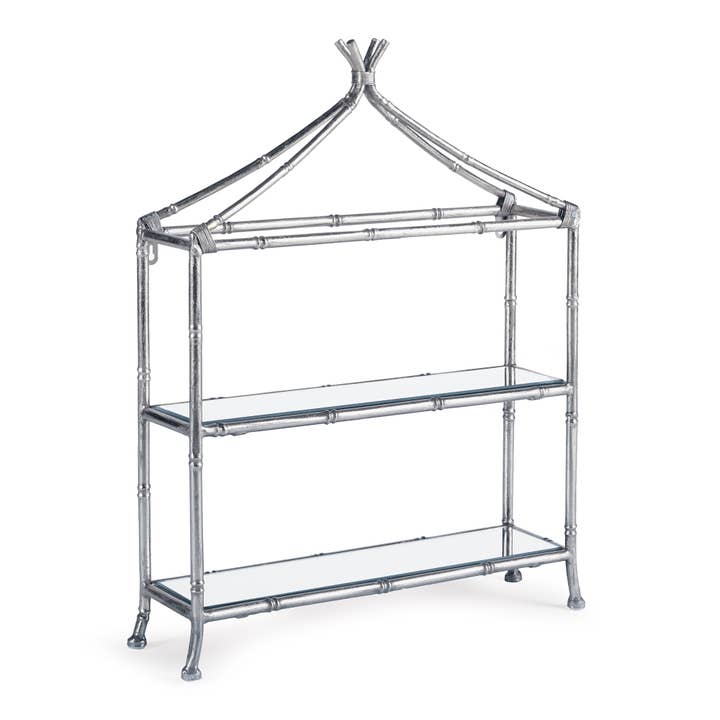 Daphne 2-Tier Curio Shelf, Antique Silver for wholesale by Napa Home & Garden