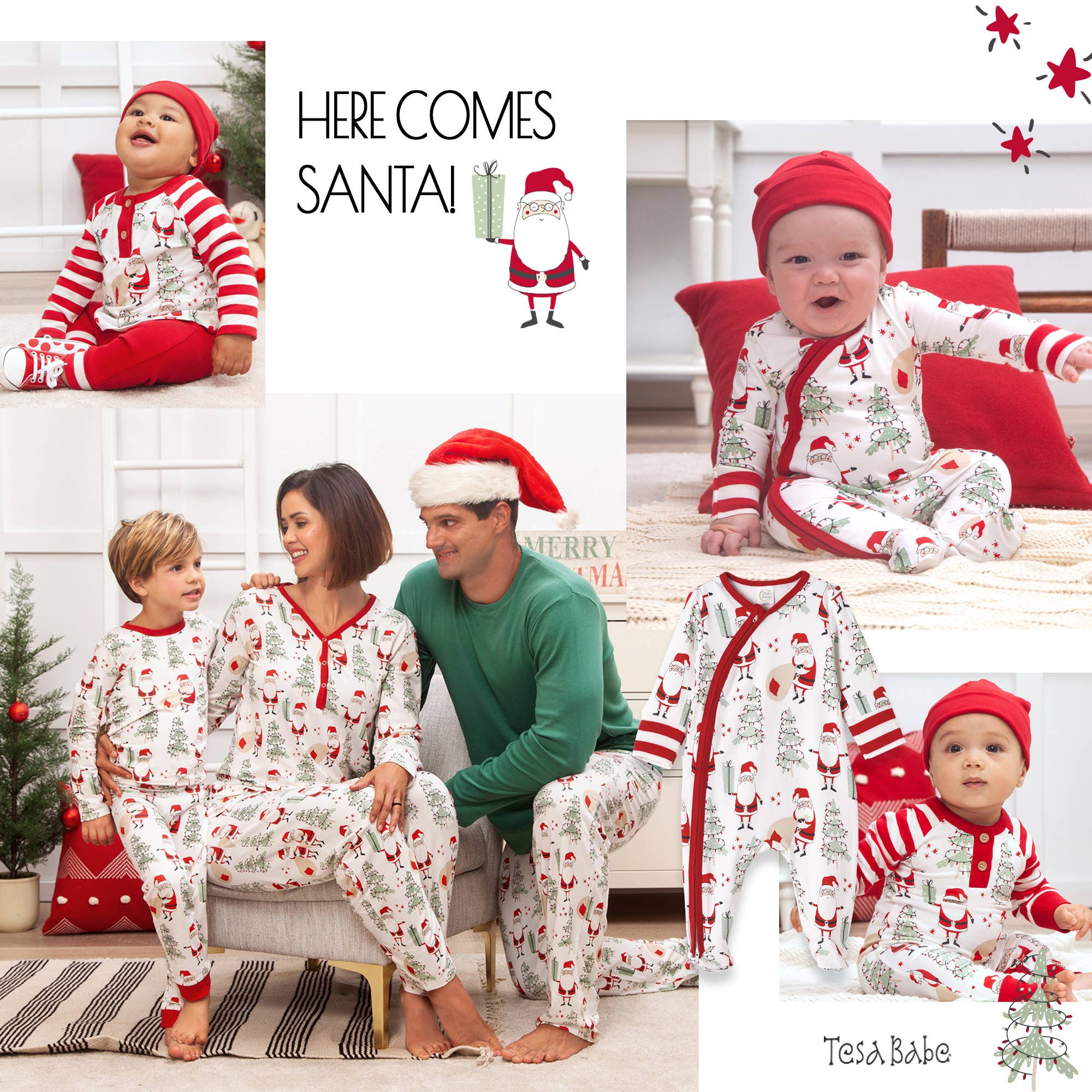 Tesa Babe - Wholesale Sleepwear Set - Kids - Christmas Santa Kid's Bamboo Pajama Set - Family Matching1