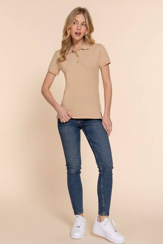 Active Basic | Active USA - Wholesale Polo - Women's - Short Sleeve Classic Pique Polo Top32