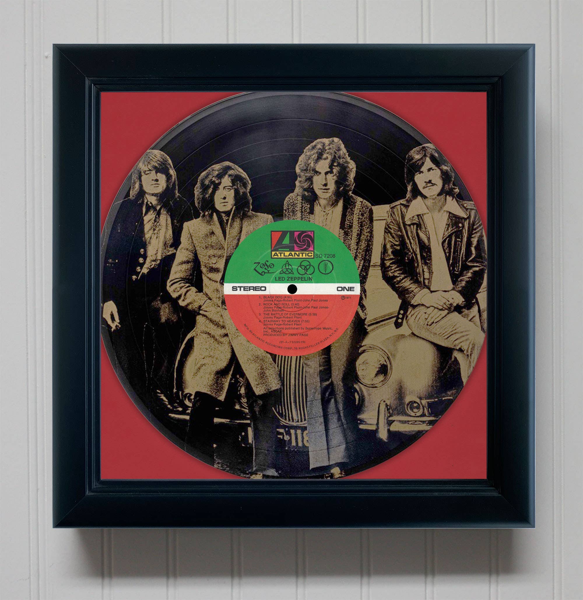 Gold Record Outlet - Venta al por mayor Papel pintado 3D - LP Shadowbox grabado en vinilo negro enmarcado Stairway to Heaven0