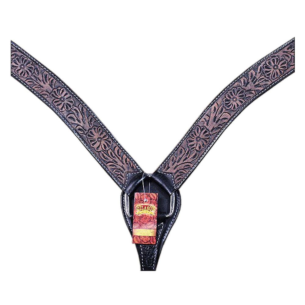 HILASON - Wholesale Horseback Riding Gear - HILASON Western Horse Headstall Breast Collar Set Genuine American Leather Floral Rough Out Black | For Horses8
