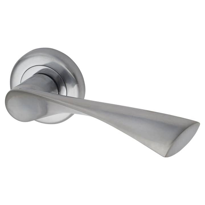 Knightsbridge Lever Door Handle on Rose - Satin/Polished Chrome for wholesale by Diybasket