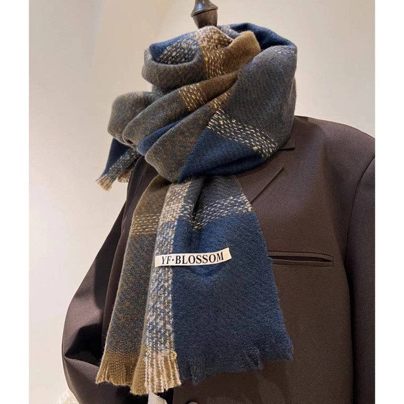 FurDecoration - Venta al por mayor Bufanda - Mujer - Bufanda de cuadros con flecos en bloques de color1