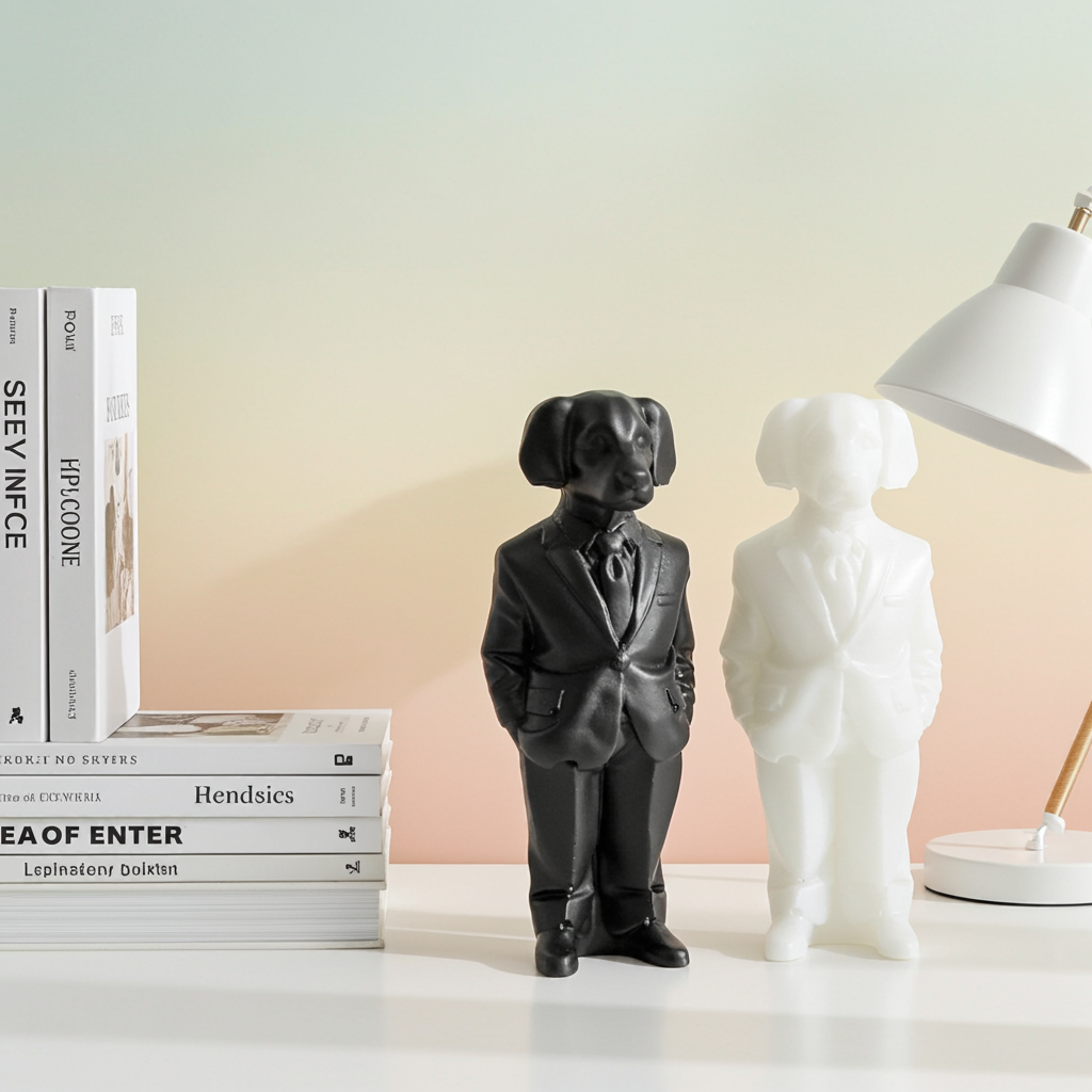 Face It Home Decor – wholesale Decorative figurine – Handmade Resin Suited Dog Figurine Ornaments Black and White4