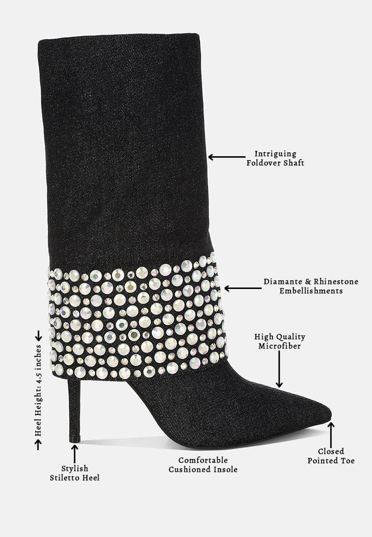 Rag Company - Vente Bottes – femme - Bottes à talons aiguilles ornées de diamants BASSO Party10