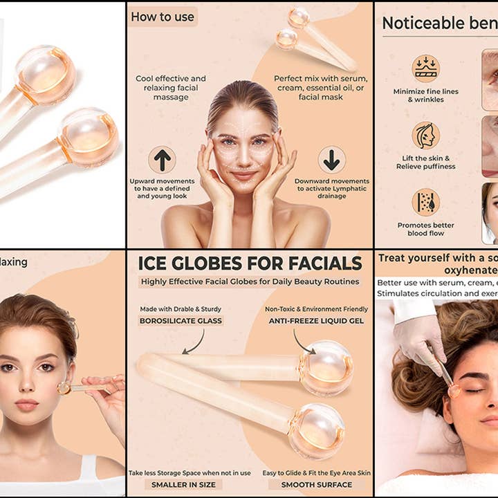 Hills & Home – wholesale Face/beauty roller – Ice Globes for Facials (Set of 2)