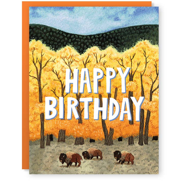 Carte d'anniversaire Bison pour la vente par Party Mouse Studio
